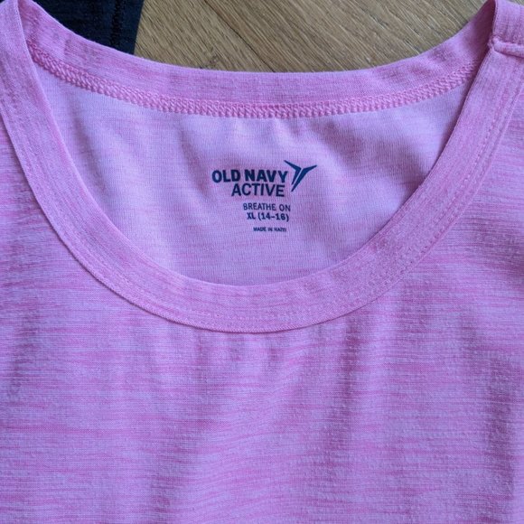 2 Old Navy Active Exercise Tank - Pink & Black - Girl's Size 14/16 - Picture 4 of 9